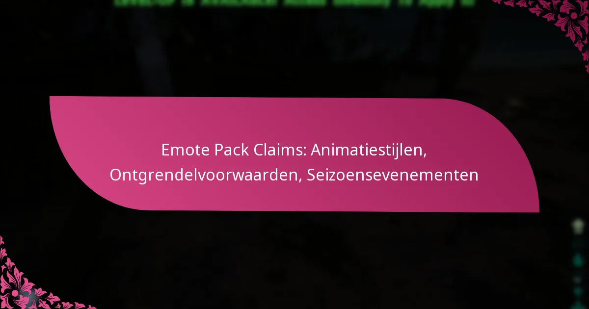 Emote Pack Claims: Animatiestijlen, Ontgrendelvoorwaarden, Seizoensevenementen