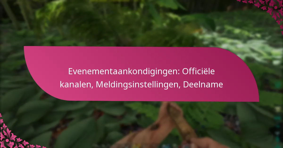 Evenementaankondigingen: Officiële kanalen, Meldingsinstellingen, Deelname
