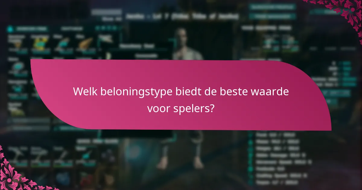 Welk beloningstype biedt de beste waarde voor spelers?